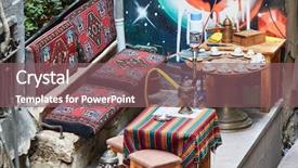  Presentation with hookah - Colorful presentation enhanced with hookah narghile in cafe backdrop and a violet colored foreground