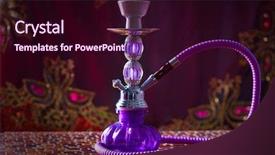  Presentation with hookah - Audience pleasing PPT theme consisting of hookah smoking pipe also called backdrop and a wine colored foreground