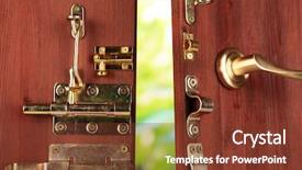  Presentation with red garage door red metal - Beautiful PPT layouts featuring hooks in wooden open door backdrop and a tawny brown colored foreground