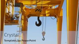  Presentation with crane - Cool new PPT layouts with hooks-on-a-crane-steel backdrop and a light blue colored foreground