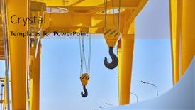 Presentation with crane - Presentation design enhanced with hooks-on-a-crane-steel background and a gold colored foreground