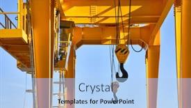  Presentation with crane - Colorful slides enhanced with hooks-on-a-crane-steel backdrop and a light blue colored foreground