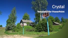  Presentation with stadium - Slide deck enhanced with atheletics - basketball ring on rural atheletic background and a  colored foreground