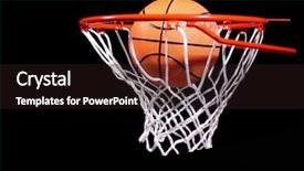  Presentation with march madness basketball final hoop - Beautiful slide set featuring basketball in hoop on black background backdrop and a wine colored foreground