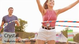  Presentation with hula dancing - Presentation with hoops at a music festival background and a coral colored foreground