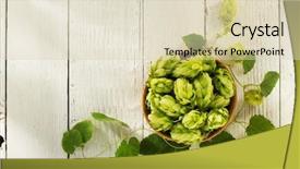  Presentation with wooden - Presentation theme consisting of hop cones on wooden background background and a soft green colored foreground