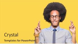  Presentation with african american in business - Slide set consisting of hope and eyes closed luck background and a  colored foreground