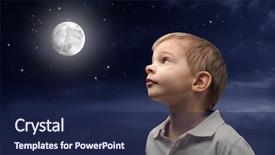  Presentation with moon - Presentation theme having kids stars - child staring at the moon background and a  colored foreground