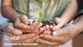  Presentation with hands holding - Amazing presentation design having family growth - different hands holding plant backdrop and a coral colored foreground