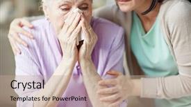  Presentation with empathy - Amazing presentation theme having hope empathy - elderly woman crying and young backdrop and a  colored foreground