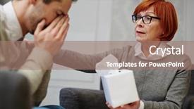  Presentation with patient experience - Cool new PPT theme with hope empathy - experienced psychologist comforting patient backdrop and a coral colored foreground