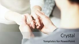  Presentation with empathy - Presentation theme featuring hope empathy - man and woman holding hands background and a light gray colored foreground