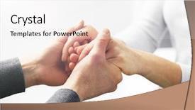  Presentation with empathy - Cool new PPT theme with hope empathy - man and woman holding hands backdrop and a white colored foreground