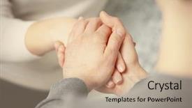  Presentation with empathy - Audience pleasing presentation theme consisting of hope empathy - man and woman holding hands backdrop and a coral colored foreground