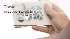  Presentation with white house - Presentation design with hope templates - male hand holding stack background and a white colored foreground