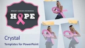  Presentation with cancer hope - PPT theme with hope text and breast cancer background and a sky blue colored foreground