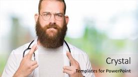  Presentation with medical smiling doctor - Amazing slide set having hopeful - young blond doctor man backdrop and a soft green colored foreground