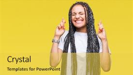  Presentation with eye african american models - Slide set having hopeful - young braided hair african american background and a yellow colored foreground