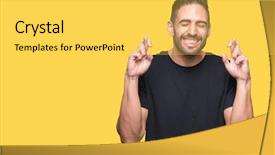  Presentation with young man on the phone - Audience pleasing presentation consisting of hopeful - young handsome man over isolated backdrop and a yellow colored foreground