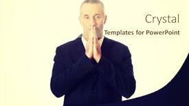  Presentation with hopeful - Presentation theme consisting of hopeful businessman with clenched hands background and a cream colored foreground