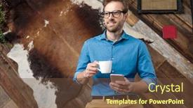  Presentation with hopeful - PPT theme enhanced with hopeful-model-looking-away-holding background and a tawny brown colored foreground