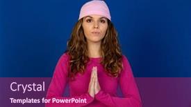  Presentation with blue pink - Colorful presentation theme enhanced with hopeful-woman-wearing-a-pink backdrop and a violet colored foreground