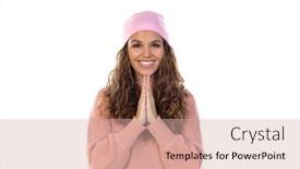  Presentation with hopeful - Audience pleasing theme consisting of hopeful-woman-with-cancer-wearing backdrop and a soft green colored foreground