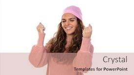  Presentation with hopeful - Beautiful theme featuring hopeful-woman-with-cancer-wearing backdrop and a coral colored foreground