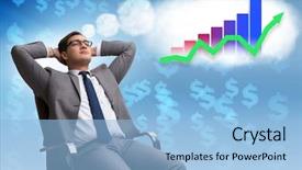  Presentation with zen - Cool new theme with investment zen - businessman dreaming of stock market backdrop and a light blue colored foreground