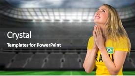  Presentation with soccer - Colorful PPT layouts enhanced with hoping in stadium for win backdrop and a dark gray colored foreground