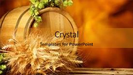  Presentation with brewery - Amazing PPT layouts having hops plant - barrel with fresh hop cones backdrop and a gold colored foreground