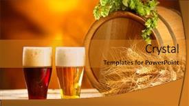  Presentation with green gold - Theme enhanced with hops plant - beer still life with vintage background and a gold colored foreground