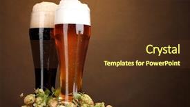  Presentation with beer - PPT theme consisting of hops plant - black and golden beer background and a tawny brown colored foreground