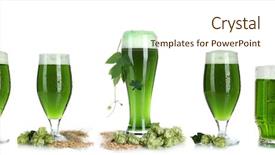  Presentation with white green - Beautiful slide deck featuring hops plant - collage of green beer isolated backdrop and a cream colored foreground
