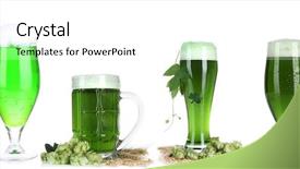  Presentation with fresh water splash green apple isolated white - Audience pleasing PPT theme consisting of hops plant - collage of green beer isolated backdrop and a white colored foreground