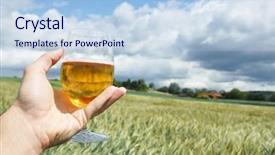  Presentation with beer hops - Theme enhanced with hops plant - glass of beer background and a light blue colored foreground