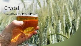  Presentation with beer bar pub tap counter - PPT layouts with hops plant - glass of beer background and a mint green colored foreground