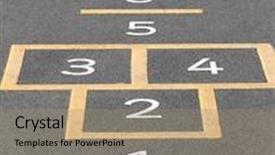  Presentation with playground - Colorful presentation design enhanced with hopscotch game painted backdrop and a coral colored foreground