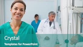  Presentation with talking heads - Theme consisting of hopsital room with doctor talking background and a teal colored foreground