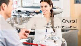  Presentation with waitress - Presentation design consisting of horeca - beautiful waitress serving male customer background and a lemonade colored foreground