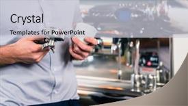  Presentation with waiter - Slides with horeca - close-up of the hands background and a light gray colored foreground