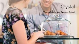  Presentation with friendly - PPT theme enhanced with horeca - friendly waiter offering to young background and a soft green colored foreground