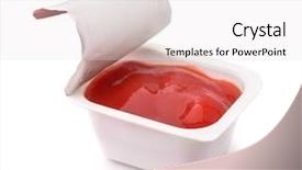  Presentation with dip - Audience pleasing theme consisting of horeca - open ketchup fast food dip backdrop and a white colored foreground