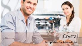  Presentation with handsome - Audience pleasing slides consisting of horeca - portrait of handsome young man backdrop and a coral colored foreground