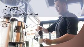  Presentation with coffee cup - Slide deck consisting of horeca - side view of a young background and a light blue colored foreground