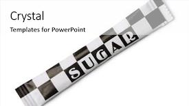  Presentation with sugar - Cool new PPT theme with horeca - small paper sugar pack isolated backdrop and a white colored foreground