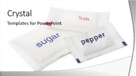  Presentation with sugar - Audience pleasing presentation theme consisting of horeca - sugar salt and pepper sachets backdrop and a white colored foreground