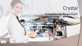  Presentation with waitress - Colorful PPT layouts enhanced with horeca - young caucasian waitress looking backdrop and a white colored foreground