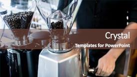  Presentation with coffee shop - PPT layouts having horeca - young dedicated barista preparing coffee background and a tawny brown colored foreground