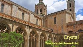  Presentation with catholic history santa maria - Presentation featuring hores - view of the cloister background and a tawny brown colored foreground